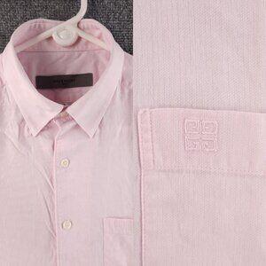 Givenchy Lightweight Short Sleeve 100 Pink Button Up Mens Solid Pocket Shirt